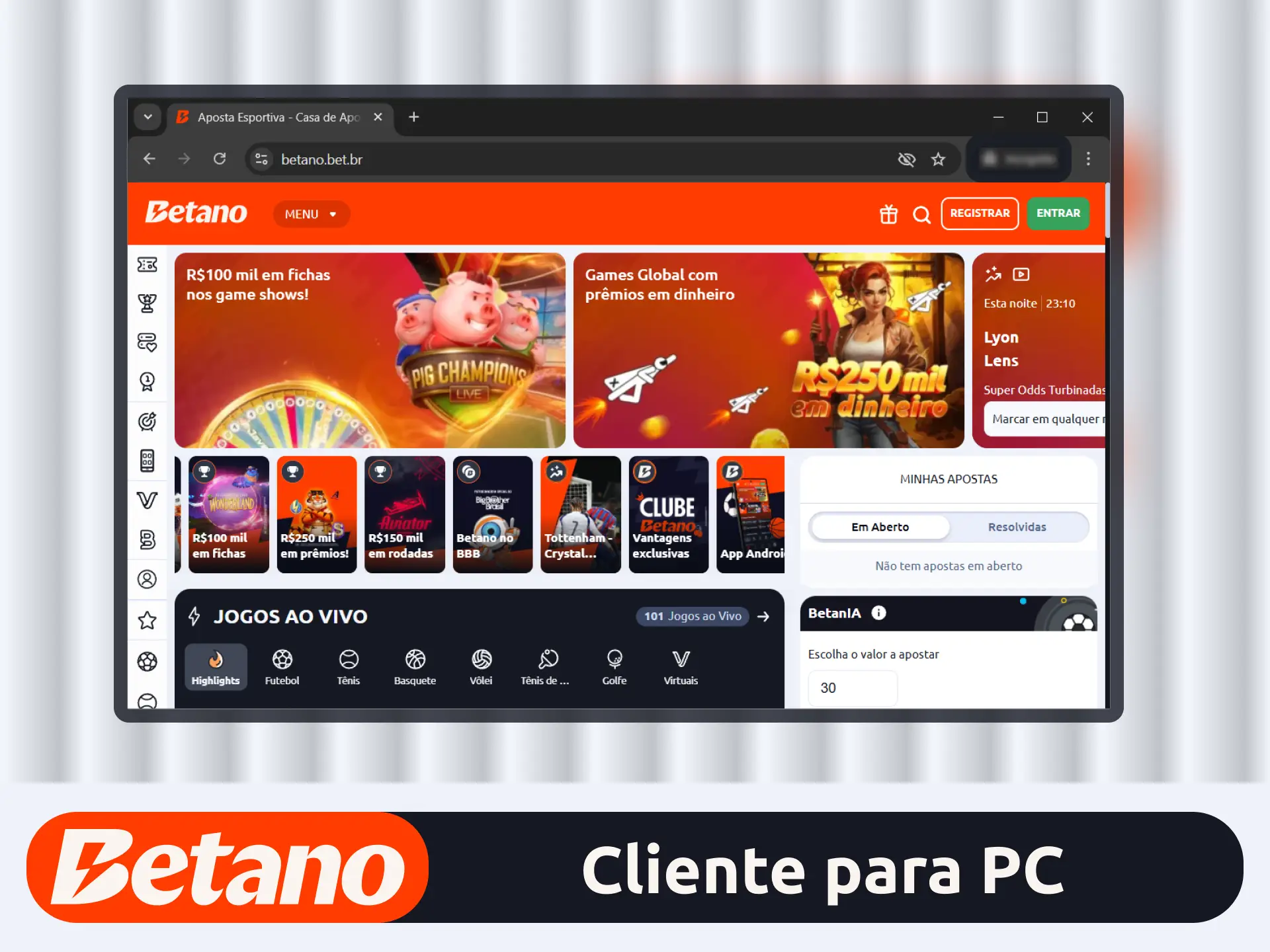 Jogue pelo computador no site oficial da empresa Betano agora.