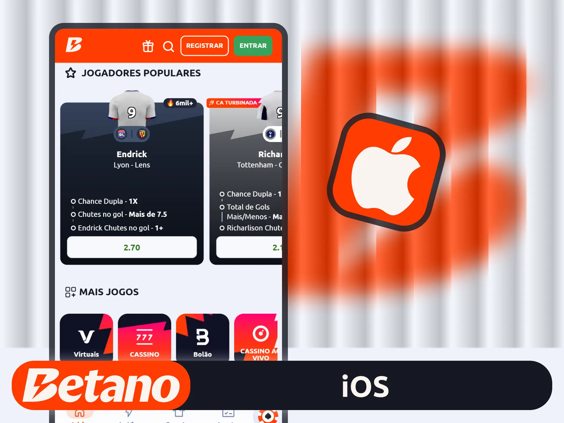 Instale o atalho iOS no site oficial da plataforma Betano.