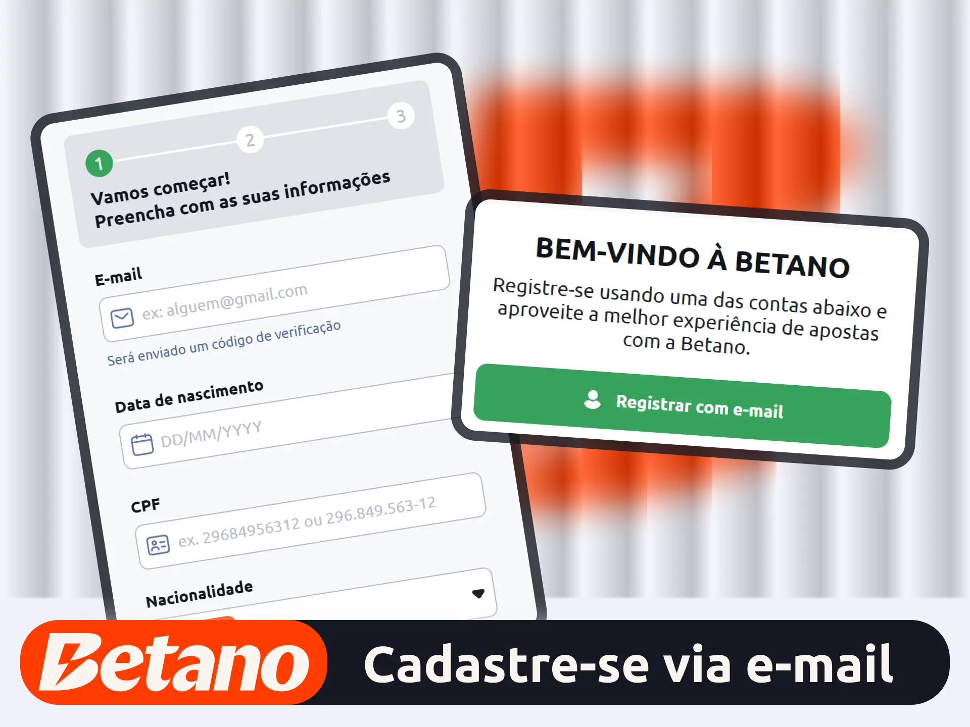 Cadastre seu e-mail pessoal no site oficial da marca Betano.